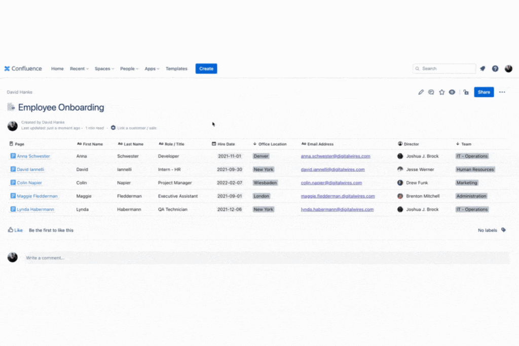 Onboarding tracking with Properties in Confluence