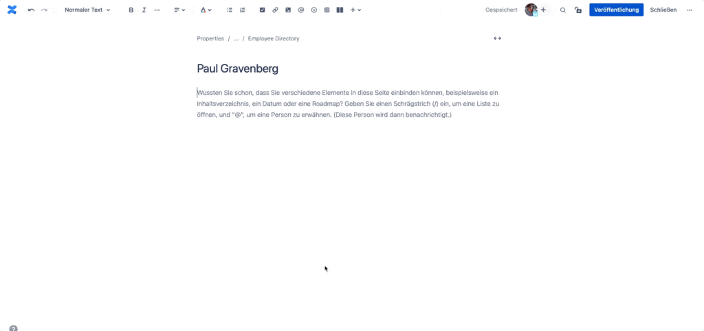HR directory with Properties in Confluence