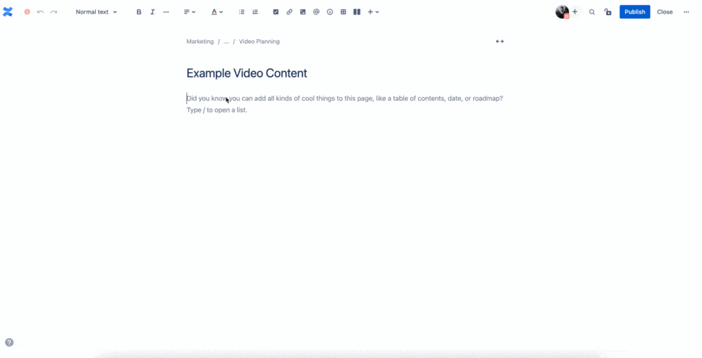 Video project tracking with Properties in Confluence