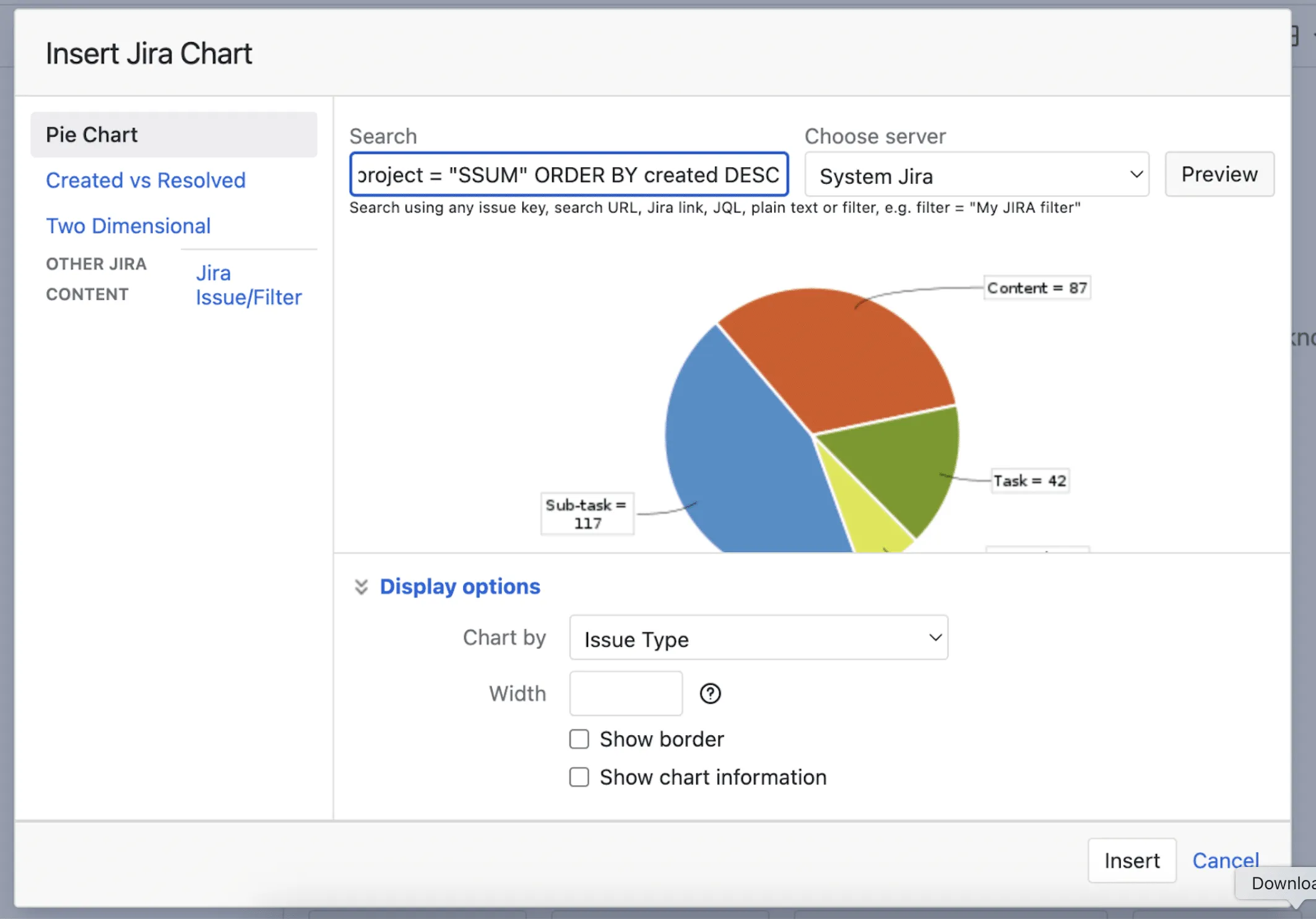 Display Jira Chart on Confluence Page
