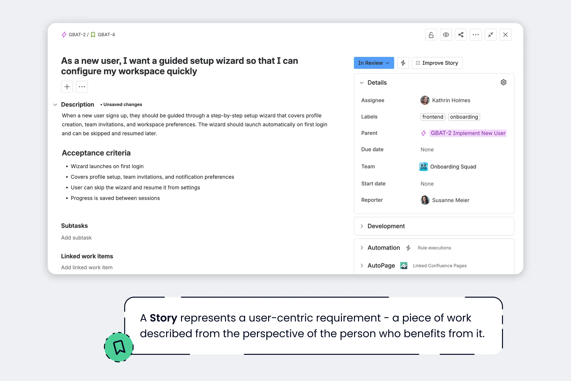 Atlassian Jira hierarchy: Story