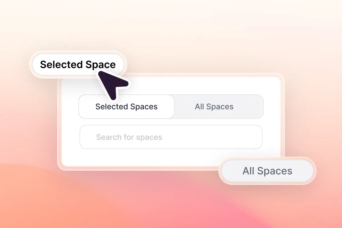 Selecting migration scope in the Aura Migration Hub – options for Selected Spaces and All Spaces with search field