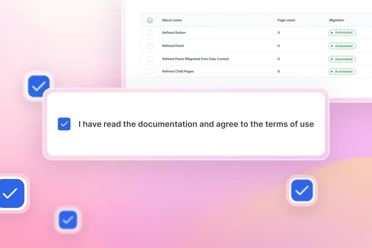 Terms of use confirmation checkbox in the Aura Migration Hub before starting the migration