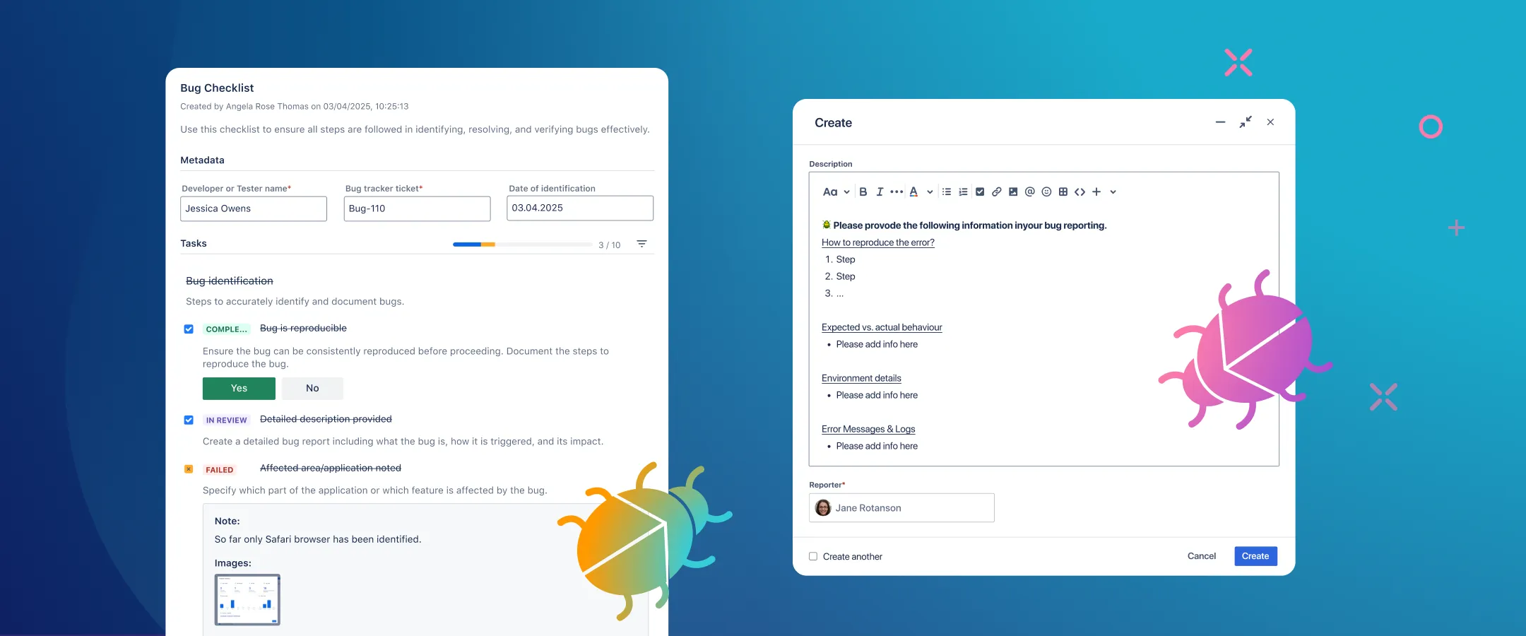 Bug Reporting Templates and Checklists in Jira