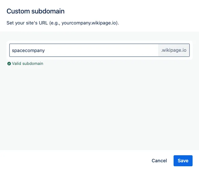 Spacecraft custom subdomain configuration