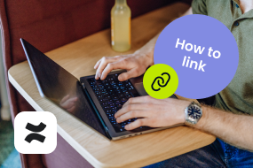 Hands typing on a laptop next to the Confluence logo and a "How to link" badge