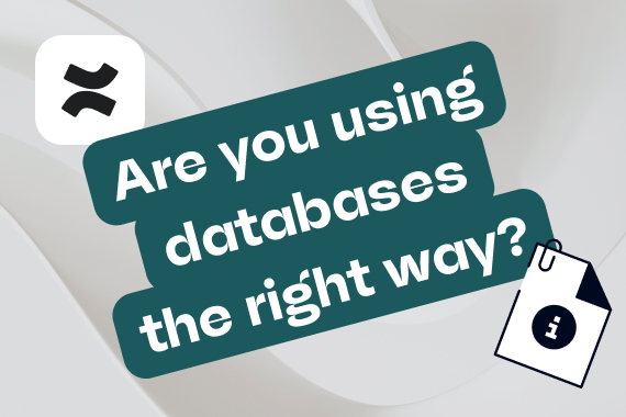 Confluence database table next to a checklist of suitable and unsuitable use cases