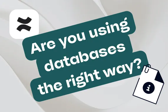 Confluence database table next to a checklist of suitable and unsuitable use cases