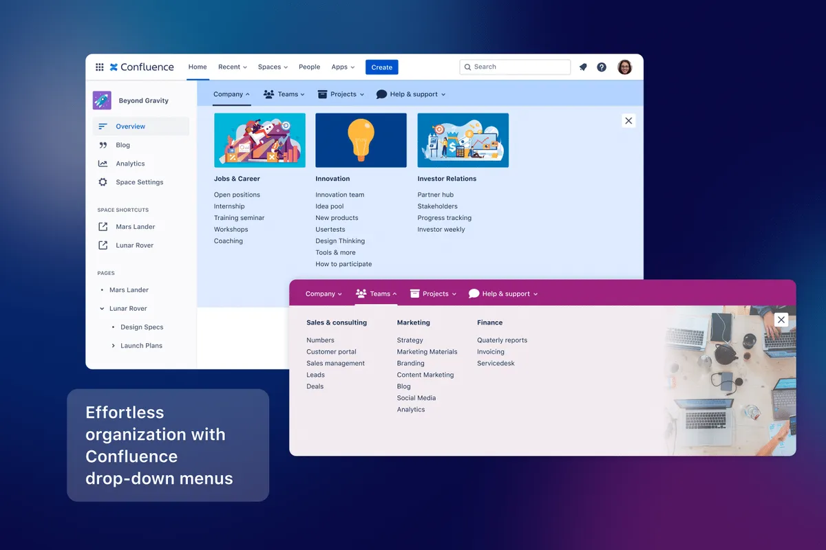 Navigation Menus – Organize spaces and pages with menus