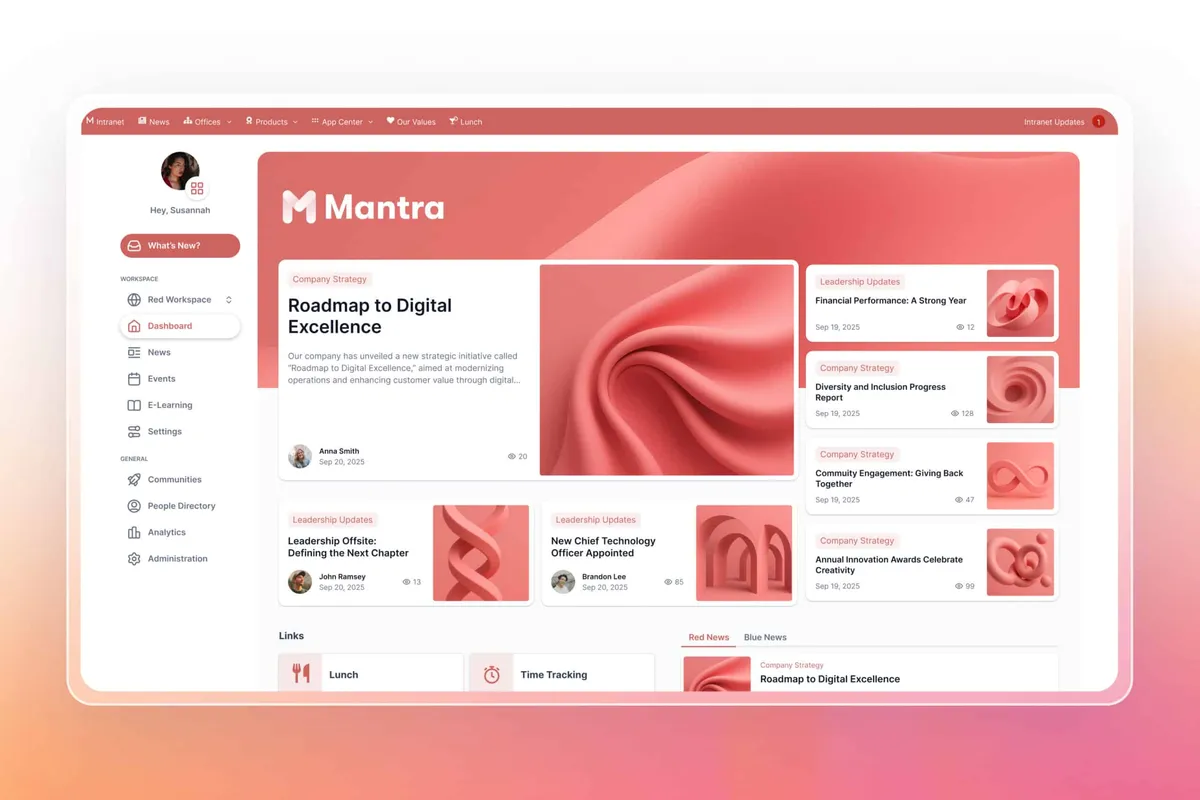 Mantra – Share company news and events in Confluence
