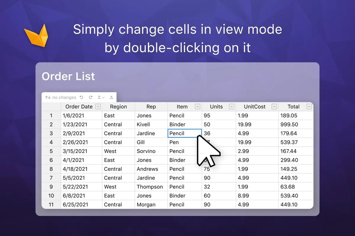 Inline Table Editing – Edit in View Mode