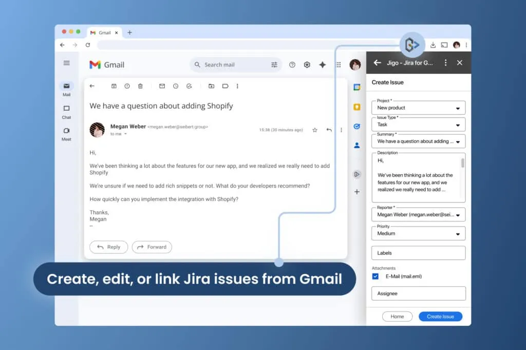 Jigo – Create and manage Jira work items directly from your Gmail inbox
