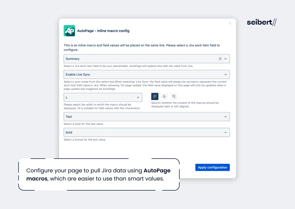 AutoPage macros embedded in a Confluence postmortem template pulling Jira fields