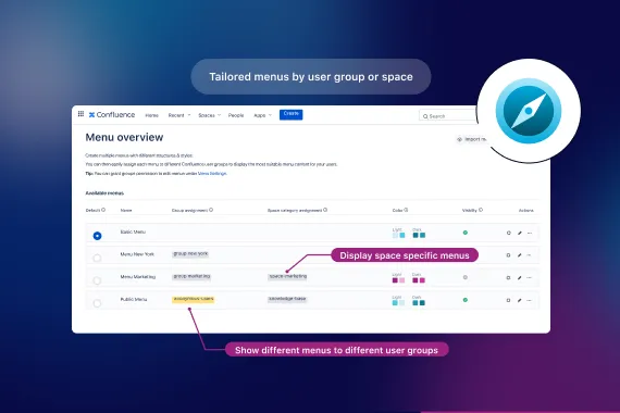 Custom menus by location in Confluence Cloud