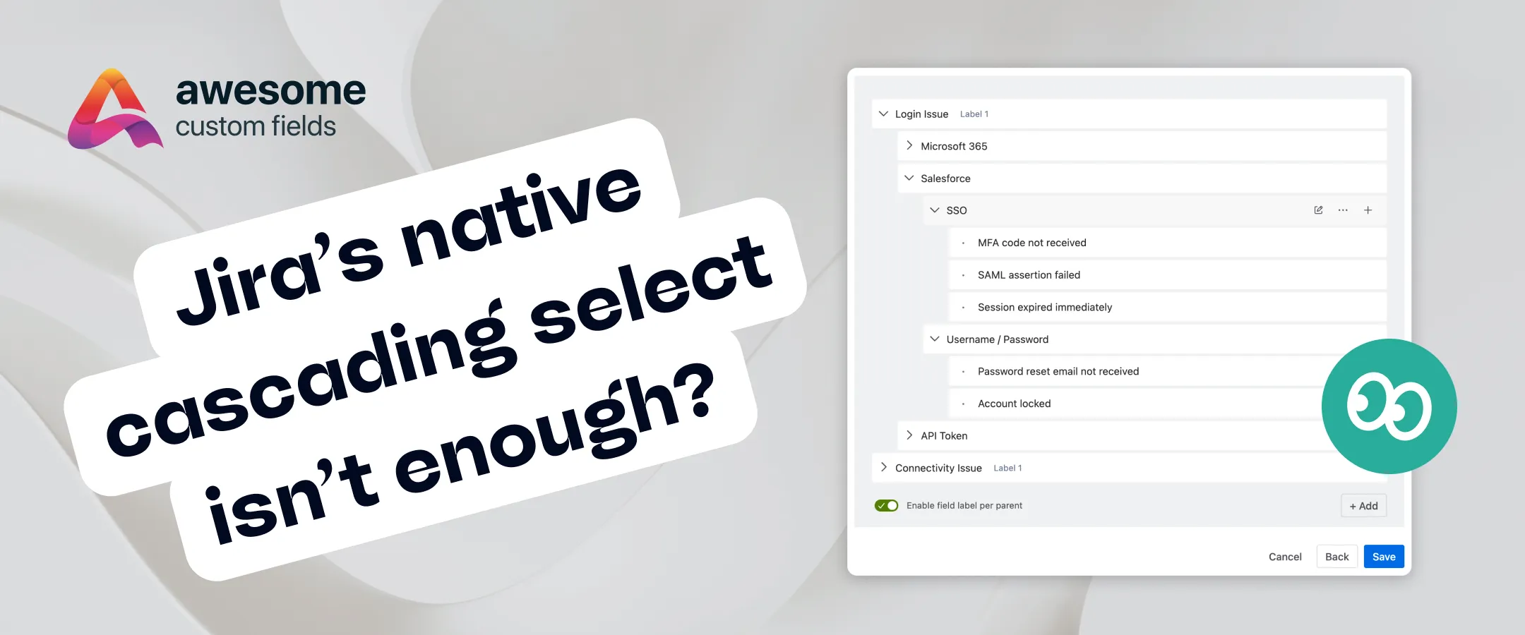 Two stacked dropdown menus representing a parent and child selection in Jira