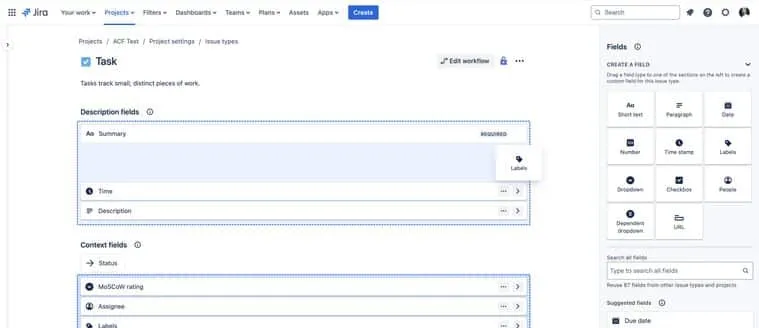 jira custom fields ultimate guide - dragging in new custom field called Labels