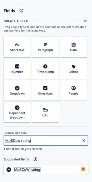 jira custom fields ultimate guide - searching for MoSCoW rating