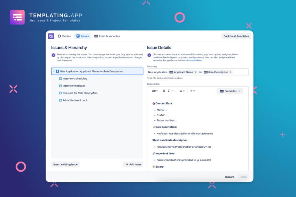 Recruitment templates with Templating.app in Jira