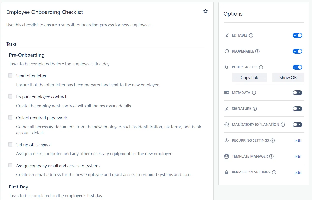 Jira onboarding checklist template